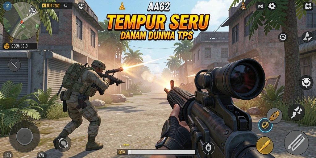 Tangkapan layar gameplay AA62 menunjukkan aksi tembak-menembak yang menegangkan.