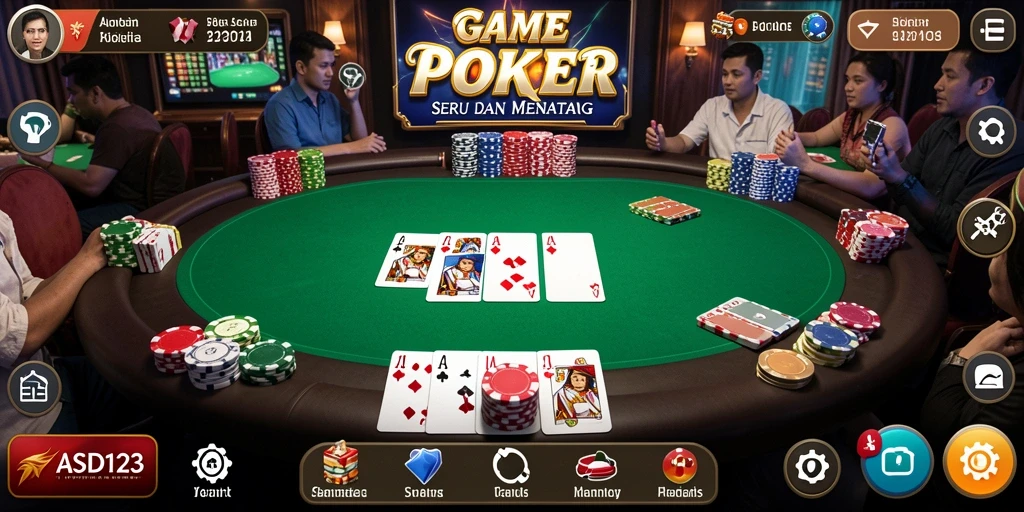 Screenshot gameplay Poker yang menampilkan suasana kompetitif dan seru.