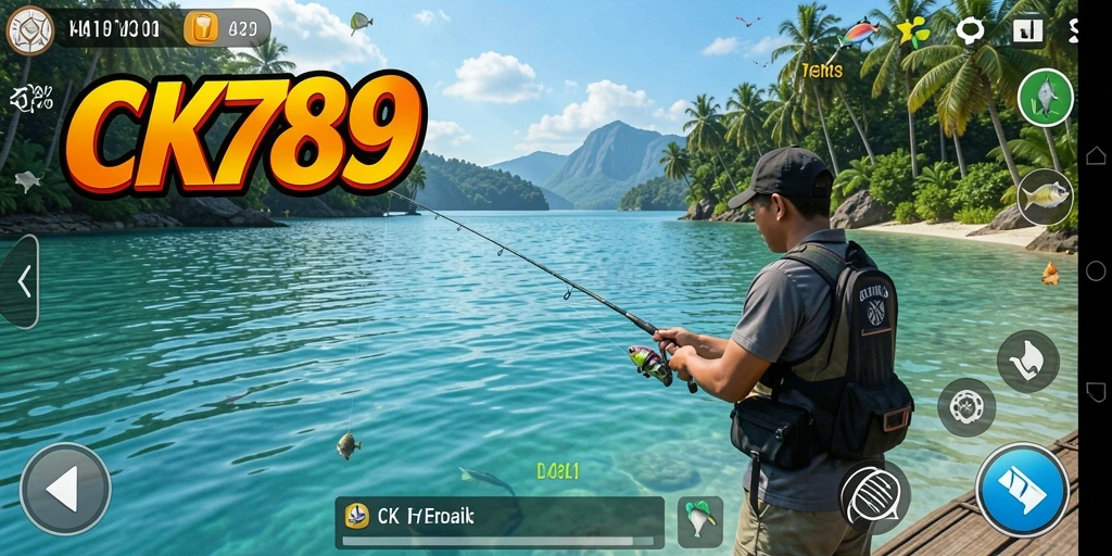 Tampilan gameplay yang menakjubkan dalam CK789 yang menggambarkan pengalaman memancing.