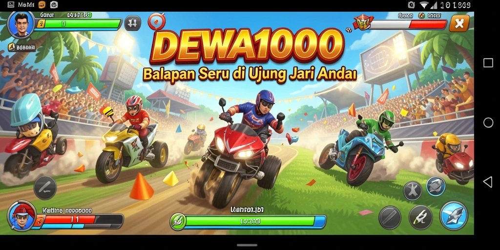 Tampilan menarik gameplay balapan DEWA1000 yang seru.