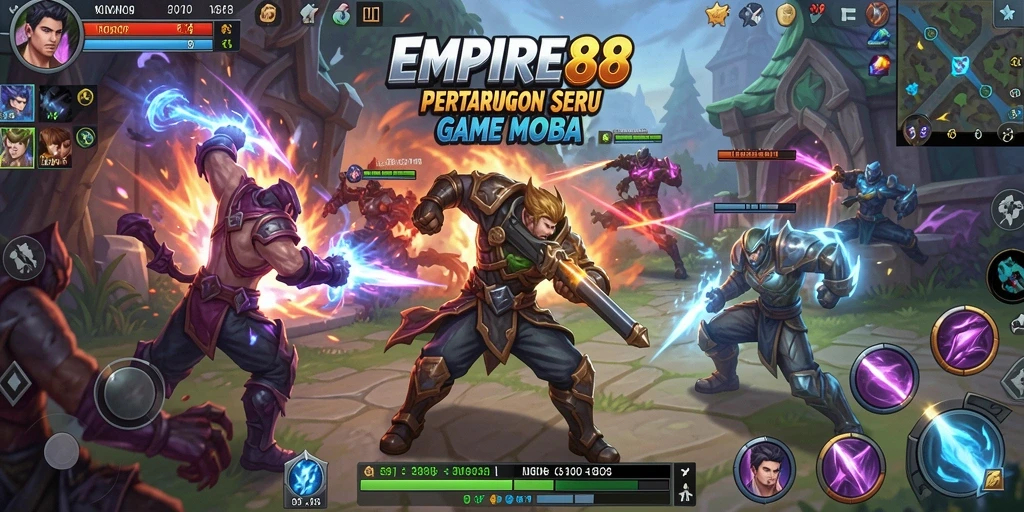 Tangkapan layar gameplay <strong>EMPIRE88</strong> yang menunjukkan pertarungan tim yang intens.
