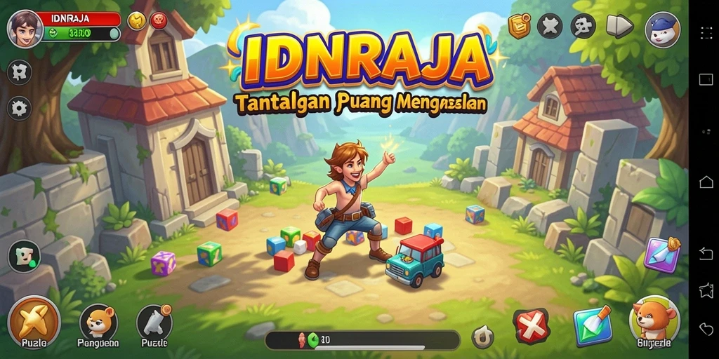 Tampilan permainan Puzzle IDNRAJA yang seru dan menantang.
