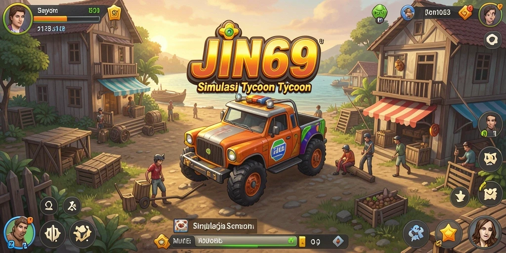 Tampilan gameplay menarik dari JIN69 yang menggambarkan manajemen bisnis.