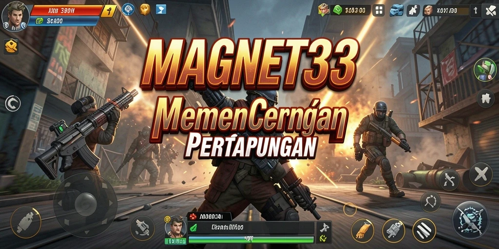 Screenshot utama MAGNET33 menampilkan aksi pertempuran strategi.