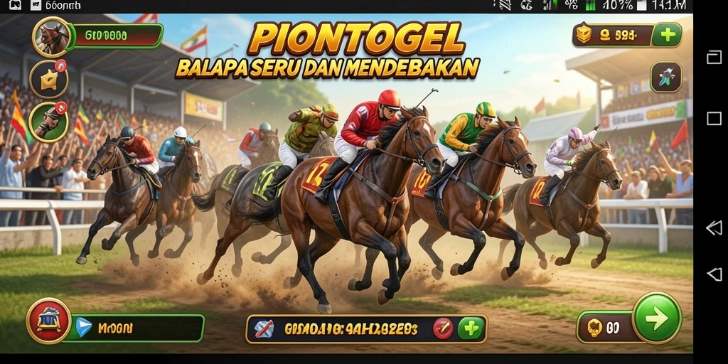 Tangkapan layar menampilkan balapan mendebarkan di PIONTOGEL.