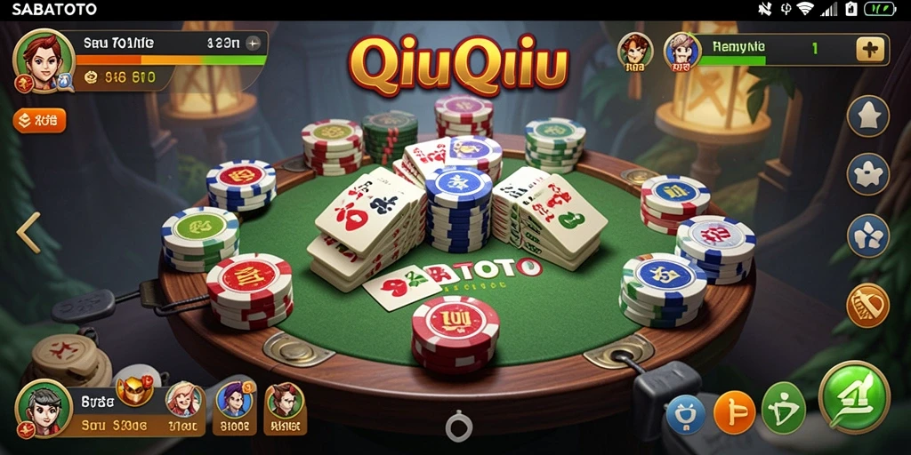Screenshot gameplay SABATOTO menampilkan suasana permainan QiuQiu yang seru.